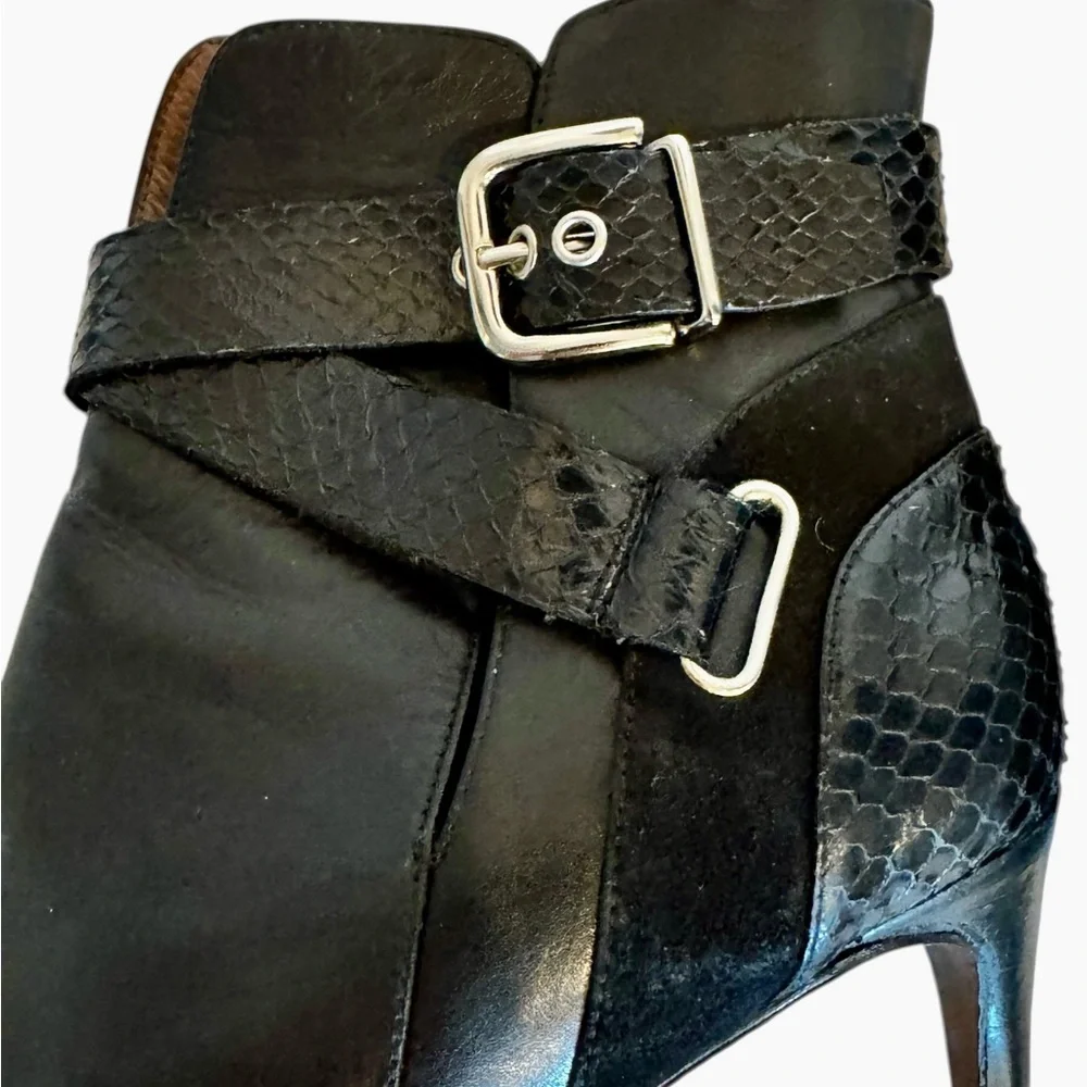 ✨ Donald J Pliner Polina Black Leather/Suede/Python Ankle Boots – Size 10 ✨ - Picture 10 of 16
